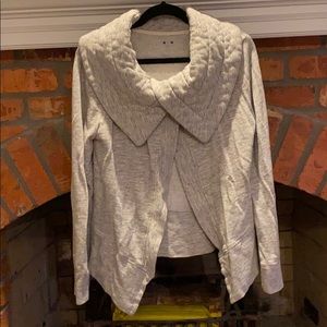 Three Dots Structured Grey Sweater Cardigan